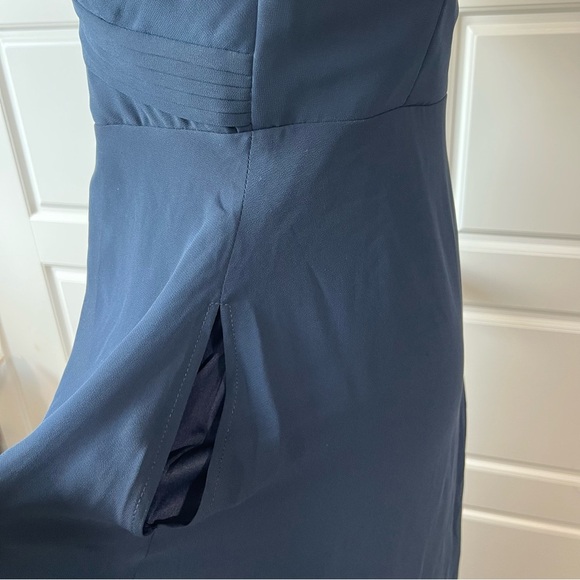 Birdie Grey MD Spence Navy Blue Sheer Cold Shoulder Bride's Maid Maxi‎ Dress - Picture 7 of 13